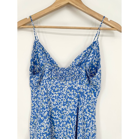 ZARA Floral Print Mini Dress V-Neck Spaghetti Strap Smocked Sundress - Picture 9 of 13